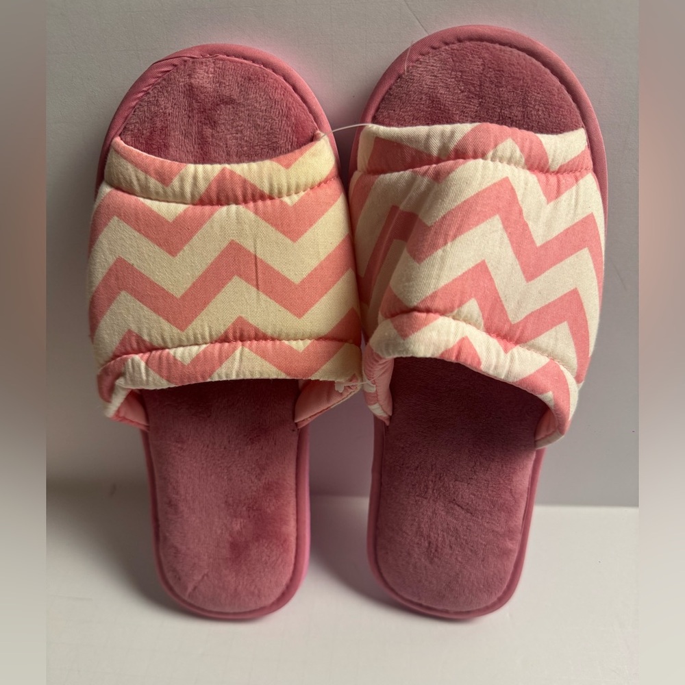 Pink Chevron House Slippers